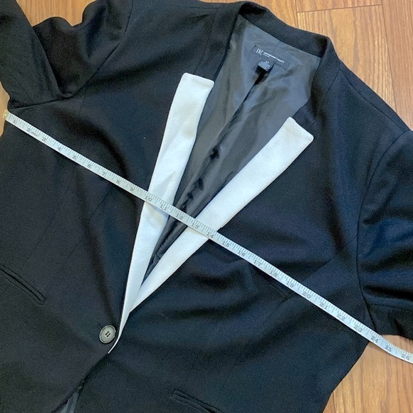 INC international concepts black & Ivory woman’s blazer fully lined knit plus - Picture 11 of 14